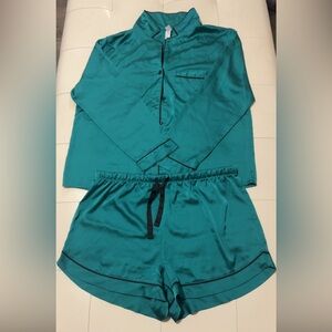 Stars Above Satin Pajama Set, Teal